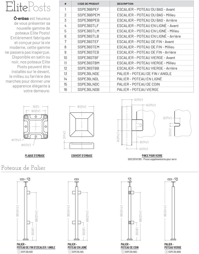 Poteau pour verre trempé 10 mm (intérieur) – Image 2